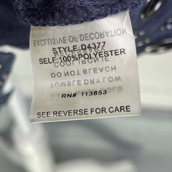 NWT Sugar + Lips Navy Faux Suede Dress Pewter Grommet Hem Fit & Flair Size Small - Picture 8 of 16